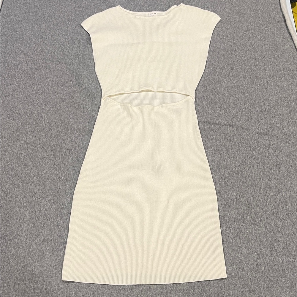 WILFRED FREE Cut-Out Knit Mini Dress in white size medium.